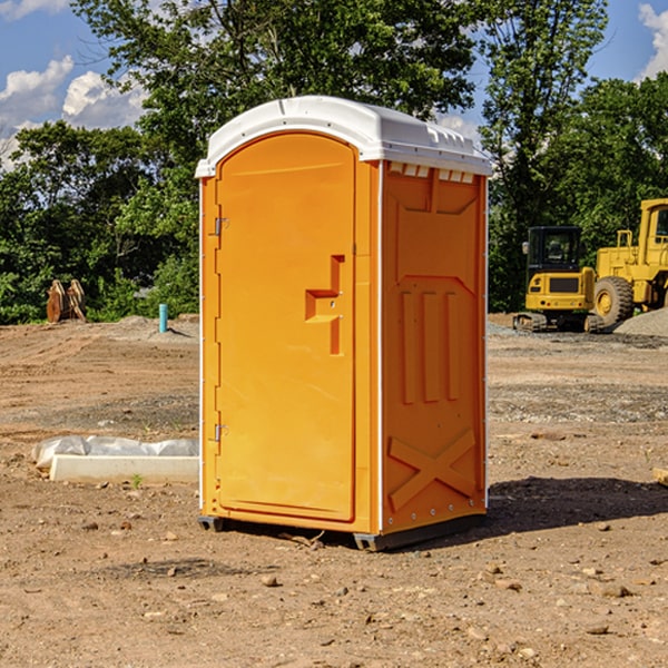 how often are the porta potties cleaned and serviced during a rental period in Raven